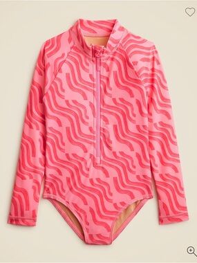 Crewcuts Pink and Red Girls' Long-Sleeve Swim Rashguard